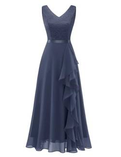 Berylove Ballkleider Damen Lang Abendkleider Für Mollige Cocktailkleid Damen Hochzeitskleider Für Damen Brautjungfernkleider BLP7082 GrayishPurple 2XL von Berylove