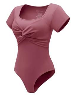 Berylove Body Damen Elegant Shapewear Body Oberteil Dupe Basic Tshirt Rosa BLBS002 Rose S von Berylove