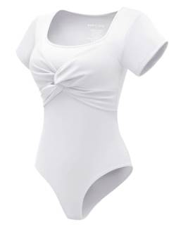 Berylove Bodysuit Shapewear Shape Body Weiß Inspiriert Top Damen Basic Tshirt BLBS002 White XL von Berylove