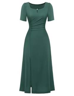 Berylove Cocktail Kleid Brautjungfernkleid Trauzeugin Kleid Festkleid A Linie Kleid Sommerkleid Damen Kleid Hochzeitsgast Damen Dresses for Women BLLW001 DarkGreen L von Berylove