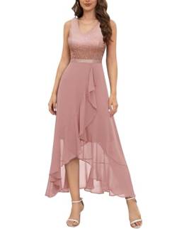 Berylove Cocktailkleid Damen Elegant Ballkleider Damen Lang Abendkleid Glitzer Kleid Party Brautkleider Hochzeitskleider BLS0015 Blush L von Berylove