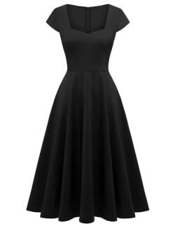 Berylove Cocktailkleid Damen Kurz Kleid Schwarz Damen Elegant Abendkleid Kleid mit Herausschnitt 8009 Black L von Berylove