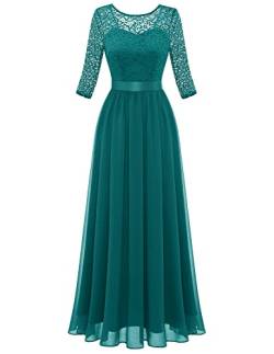 Berylove Cocktailkleid Langarm Damen Festliches Kleid Damen Hochzeit Kleid Langarm Damen Kleid Hochzeitsgast Damen BLP7049 Peacock Green S von Berylove