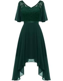 Berylove Damen Cocktailkleid Brautjungfernkleider Kurz Brautkleid A Linie Herbstkleid Schicke Jugendweihe Kleider BLP7057 DarkGreen XS von Berylove