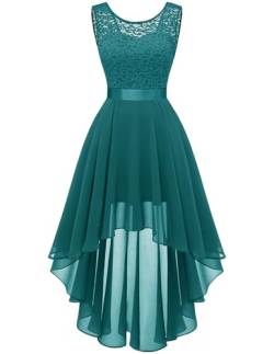 Berylove Damen Cocktailkleid Vokuhila Kleid Abendkleider Elegant für Hochzeit Brautjungfernkleider 7035 Peacock Green XL von Berylove