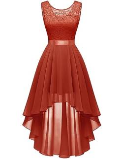 Berylove Damen Elegant Lang Abendkleider Chiffon Vokuhila Swing Cocktailkleid Brautjungfernkleider BLP7035NC Brick Red 2XL von Berylove