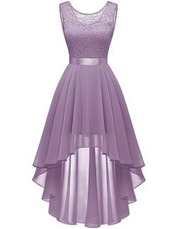 Berylove Damen Elegant Lang Abendkleider Spitze Chiffon A-Linie Swing Cocktailkleid Hochzeitsgastkleider BLP7035NC Purple XL von Berylove