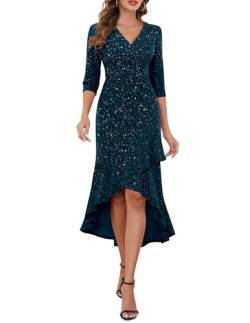 Berylove Ballkleider Damen Lang Kleid Abendkleid Jugendweihe Kleider Lang Kleid Glitzer Damen Cocktailkleider Brautjungfernkleid BLP7065 DarkBlue 2XL von Berylove