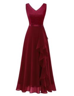 Berylove Hochzeitskleider Für Damen Abendkleider Elegant Für Hochzeit Pretty Woman Kostüm Rotes Kleid Damen Brautkleid Standesamt BLP7082 DarkRed L von Berylove