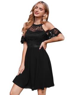 Berylove Jugendweihe Kleider Abendkleid Schwarz Trauzeugin Kleid Spitzenkleid Ballkleid Festliche Kleider Für Damen Hochzeitskleid BLP7061 Black S von Berylove