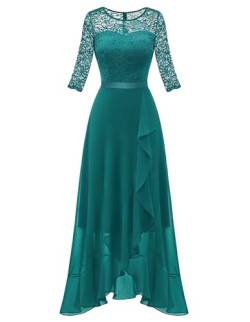 Berylove Kleid Damen Festliche Cocktailkleider Abendkleid Damen Elegant Kleid Brautjungfer Frühling Kleider BLP7069 PeacockGreen XL von Berylove