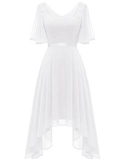 Berylove Kleider Damen Cocktailkleid Damen Elegant Für Hochzeit Festlich Kleider Abendkleider Kurz BLP7057 White XS von Berylove