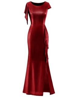 Berylove Partykleid Damen Abendkleider Glitzer Kleid Elegant Hochzeitskleid Sexy Kleid Damen Ballkleider Lang BLS0020 Burgundy M von Berylove