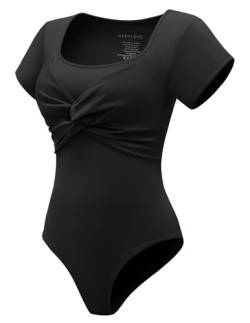 Berylove Shapewear Für Damen Bodysuit Body Basic Tshirt y2k Freizeit Arbeit Sport BLBS002 Black L von Berylove