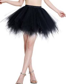 Berylove Tutu Damenrock Tüllrock Kurz Ballet Tanzkleid Unterrock Cosplay Crinoline Rockabilly Petticoat für Karneval Partykleid BLP6008Black S von Berylove