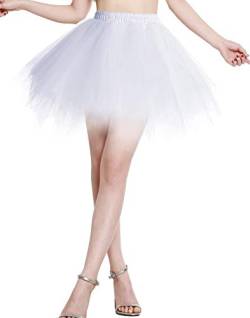 Berylove Tutu Damenrock Tüllrock Kurz Ballet Tanzkleid Unterrock Cosplay Crinoline Rockabilly Petticoat für Karneval Partykleid BLP6008Ivory L von Berylove