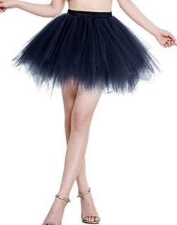 Berylove Tutu Damenrock Tüllrock Kurz Ballet Tanzkleid Unterrock Cosplay Crinoline Rockabilly Petticoat für Karneval Partykleid BLP6008Navy XL von Berylove