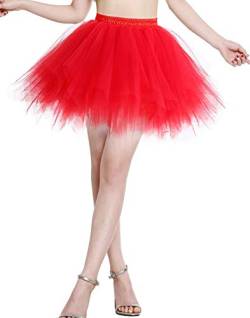 Berylove Tutu Damenrock Tüllrock Kurz Ballet Tanzkleid Unterrock Cosplay Crinoline Rockabilly Petticoat für Karneval Partykleid BLP6008Red S von Berylove