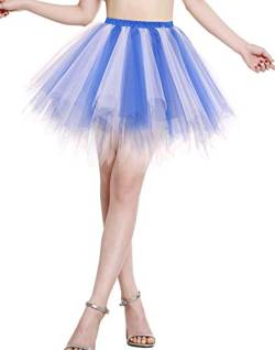 Berylove Tutu Damenrock Tüllrock Kurz Ballet Tanzkleid Unterrock Cosplay Crinoline Rockabilly Petticoat für Karneval Partykleid BLP6008RoyalWhite S von Berylove