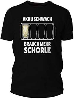 Schorle T-Shirt - Akku schwach brauch mehr Schorle - für Weinfeste und andere Anlässe in der Pfalz von Beschdstoff