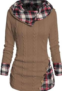 Besseling Damen Hoodies Gestreifter Pullover Tops Langarm Sweatshirt Kapuzenshirt Casual Pullover Sweatshirt, braun, 36 von Besseling
