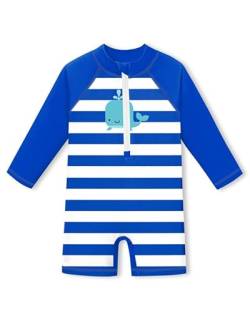 Baby Atmungsaktiv UV Shirt Einteiliger Schnelltrocknend UPF 50+ Badebekleidung Wal & Streifen 24-36 Monate von BesserBay