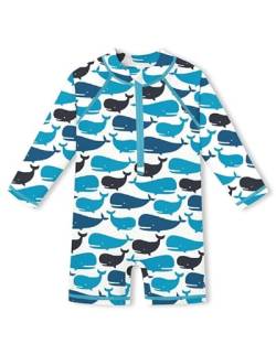 Baby Atmungsaktiv UV Shirt Einteiliger UPF 50+ Schnelltrocknend Badebekleidung Wal & Blau 6-12 Monate von BesserBay