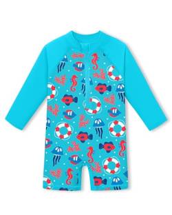 Baby Atmungsaktiv UV Shirt Schnelltrocknend UPF 50+ Einteiliger Badebekleidung Fisch 18-24 Monate von BesserBay