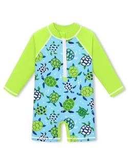 Baby Atmungsaktiv UV Shirt UPF 50+ Rundhals Einteiliger Badebekleidung Grüne Schildkröte 18-24 Monate von BesserBay