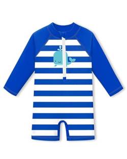 Baby Langarm UV Shirt Einteiliger Schnelltrocknend UPF 50+ Badebekleidung Wal & Streifen 12-18 Monate von BesserBay