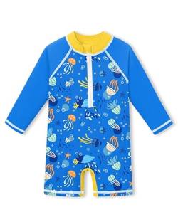 Baby Langarm UV Shirt Einteiliger UPF 50+ Schnelltrocknend Badebekleidung Qualle 6-12 Monate von BesserBay