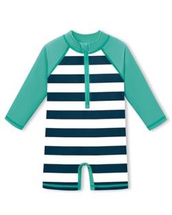 Baby Langarm UV Shirt Rundhals Einteiliger UPF 50+ Schnelltrocknend Badebekleidung Grün & Streifen 24-36 Monate von BesserBay
