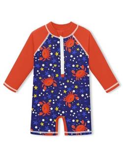 Baby Langarm UV Shirt UPF 50+ Schnelltrocknend Einteiliger Badebekleidung Krabbe 12-18 Monate von BesserBay