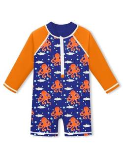 Baby Langarm UV Shirt UPF 50+ Schnelltrocknend Einteiliger Badebekleidung Oktopus 12-18 Monate von BesserBay
