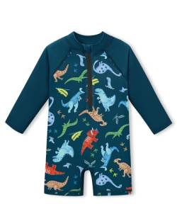 Baby Langarm UV Shirt mit Reißverschluss UPF 50+ Rundhals Badebekleidung Dinosaurier 6-12 Monate von BesserBay