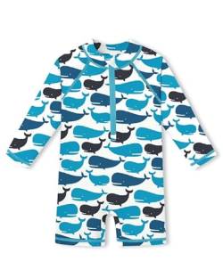 Baby Langarm UV Shirt mit Reißverschluss UPF 50+ Rundhals Badebekleidung Wal & Blau 24-36 Monate von BesserBay