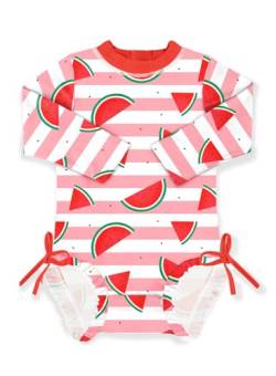 Baby Mädchen Sonnenschutz Rash Guard UPF 50+ Rundhals Einteiliger Badeanzüge Wassermelone 18-24 Monate von BesserBay