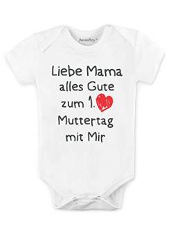 BesserBay Baby Junge Body - Erster Muttertag mit Mir - Strampler Weiß 0-3M von BesserBay
