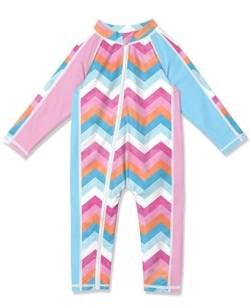 BesserBay Baby Mädchen Einteiliger Badeanzug UPF 50+ Reißverschluss Langarm Badebekleidung Rosa & Blau 12-18 Monate von BesserBay