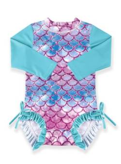 BesserBay Baby Mädchen Sonnenschutz Rash Guard UPF 50+ Einteiliger Badeanzüge Meerjungfrau 6-12 Monate von BesserBay