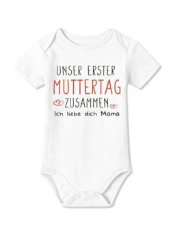 BesserBay Baby Mama Strampler Kurzarm Erster Muttertag Ich Liebe Dich Weiß Muttertagsgeschenk Body 0-3 Monate von BesserBay