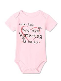 BesserBay Baby Papa Strampler Vatertagsgeschenk Frohen Ersten Vatertag Ich Liebe Dich Rosa Kurzarm Body 0-3 Monate von BesserBay