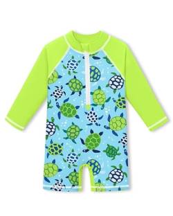 BesserBay Baby Schwimmanzug UV Schutz Langärmig Badeanzug mit Mehrfarbig Sonnenschutz Rash Guard Grüne Schildkröte 24-36 Monate von BesserBay