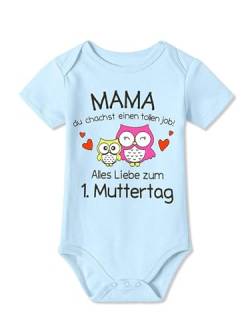 BesserBay Baby Strampler Alles Liebe zum 1. Muttertag Kurzarm Blau Muttertagsgeschenk Body 6-9 Monate von BesserBay