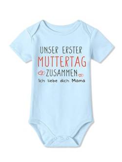 BesserBay Baby Strampler Erster Muttertag Ich Liebe Dich Kurzarm Blau Muttertagsgeschenk Body 6-9 Monate von BesserBay