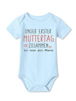 BesserBay Baby Strampler Erster Muttertag Ich Liebe Dich Kurzarm Blau Muttertagsgeschenk Body 9-12 Monate von BesserBay