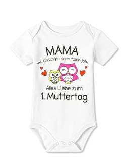BesserBay Baby Strampler Kurzarm Alles Liebe zum 1. Muttertag Weiß Muttertagsgeschenk Body 6-9 Monate von BesserBay