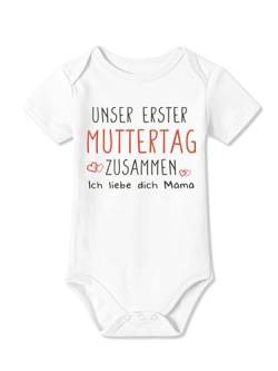 BesserBay Baby Strampler Kurzarm Erster Muttertag Ich Liebe Dich Weiß Muttertagsgeschenk Body 6-9 Monate von BesserBay