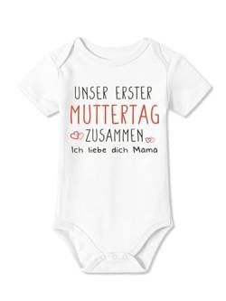 BesserBay Baby Strampler Kurzarm Erster Muttertag Ich Liebe Dich Weiß Muttertagsgeschenk Body 9-12 Monate von BesserBay