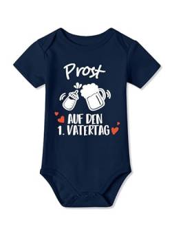 BesserBay Baby Strampler Navy Vatertagsgeschenk Kurzarm Prost Auf Den 1. Vatertag Body 6-9 Monate von BesserBay